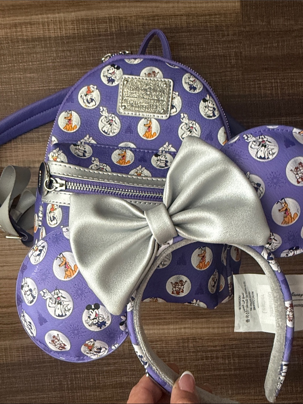 Ears and Backpack Set, Loungefly 100th Disney Purple Character Dot print